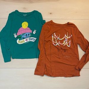🌏 bundle of 2 girls cat & jack old navy long sleeve tee